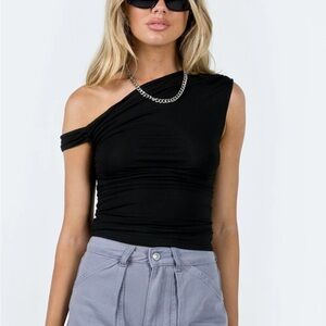 Princess Polly Black Asymmetric Crop Top